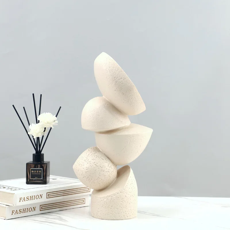 Abstract Resin Geometric Stacking Art Decoration, Living Room Foyer TV Cabinet Home Decoration Products, Miniature Models