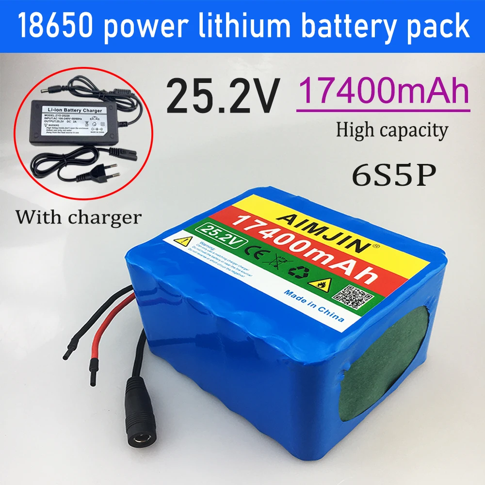 

25.2V 17400mAh large capacity 18650 lithium battery 6S5P BMS power battery pack，With charger