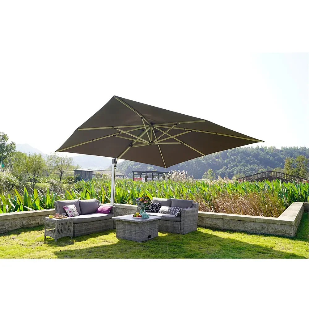 4x4m Commercial Luxury Hotel Outdoor Umbrella Cantilever Umbrella Big Size