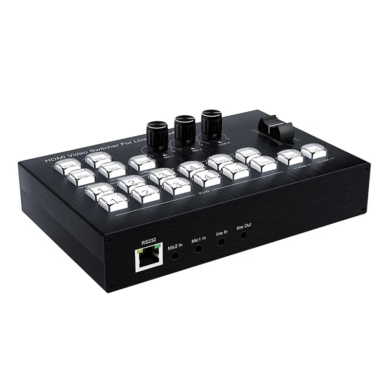 4K 4 Channel HDMI Video Camera Switcher Mixer For Live Streaming 4xHDMI Hdmi USB3.0 Record video switch For Camera PC OSD OBS