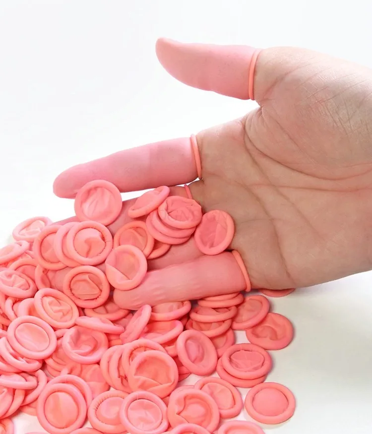 100PCS Latex Finger Cover Pink Disposable Beauty Embroidery Color Material Armor Squeezing Rubber Special Tool