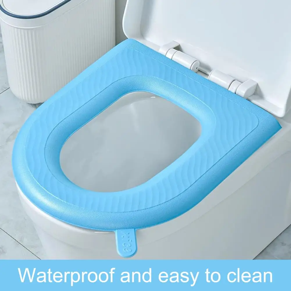 Toilet Seat Cover EVA Waterproof Toilet Mat with Handle Washable Universal Toilet Seat Pad Nightstool Cover Bathroom Accessories