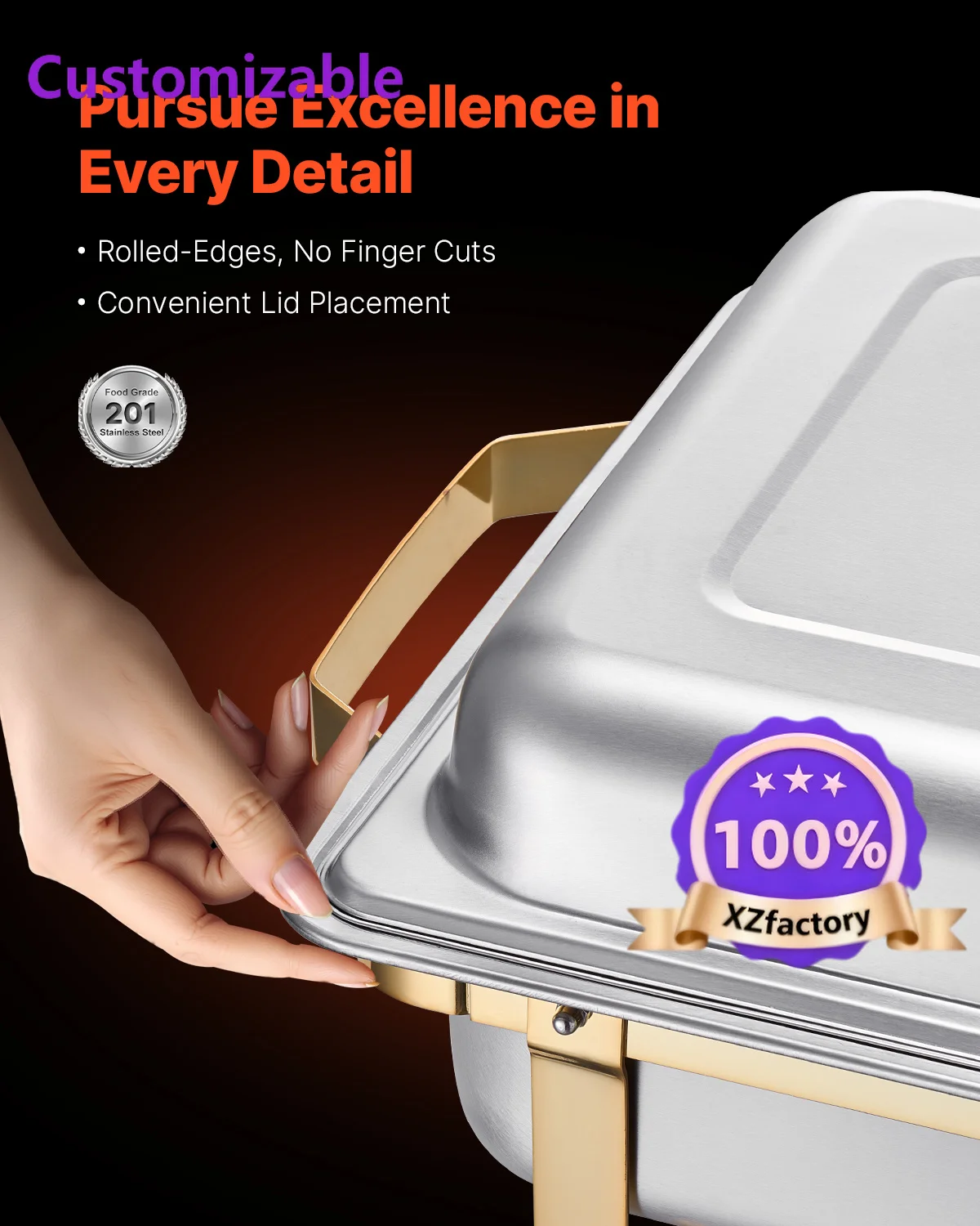 Factory Direct 2026 Top RatedSucceBuy 8 Qt 4 Pack Chafing Dish Buffet Set Stainless Steel Chafer with 2 Full Size and 4 Half Siz