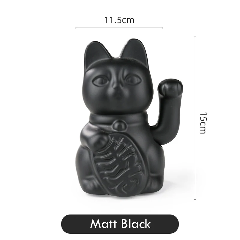 5.9 Inch Ceramic Lucky Cat Waving Arm Maneki Neko Beckoning Cat for Fortune Luck Wealth Prosperity Decoration Fengshui Ornament