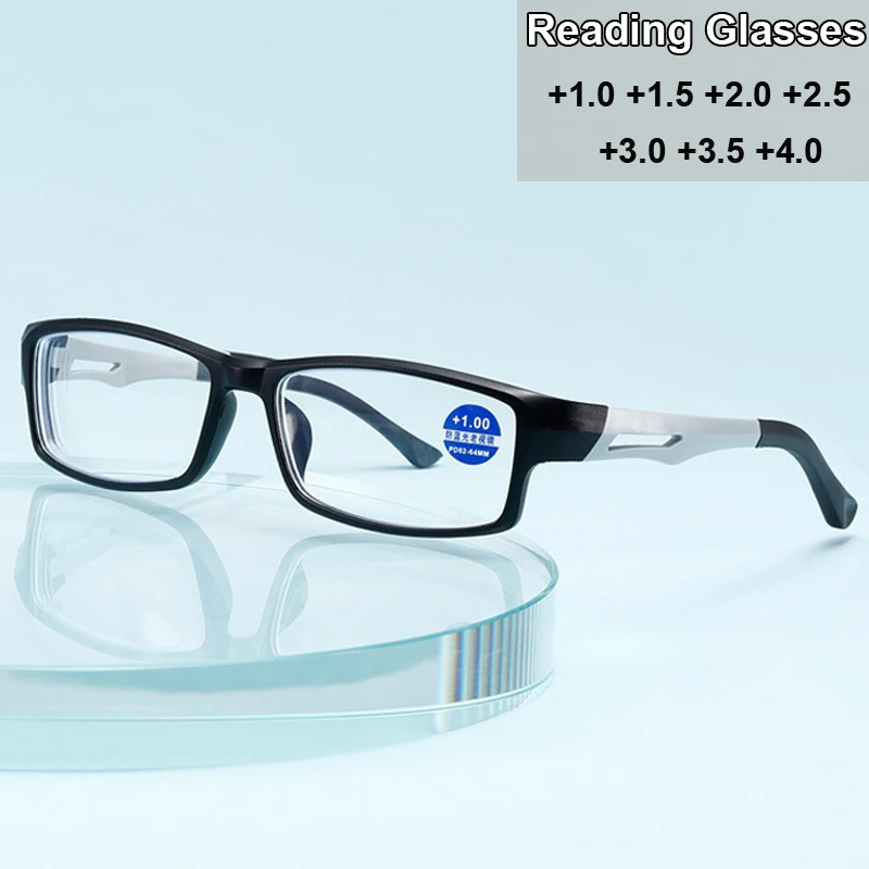 

New Unisex Reading Glasses Ultralight TR Frame Sport Anti Blue Light Presbyopia Eyeglasses Optical Eyewear Diopters +1.0 To +4.0