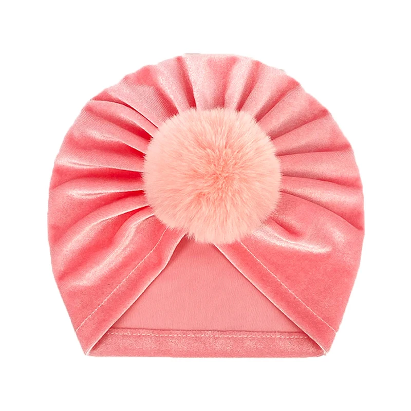 Winter Newborn Hat Infant Bonnet Baby Beanie Toddler Turban Hats for Girls Boys Accessories Kids Cap Baby Fuax Fur Pompom Hat