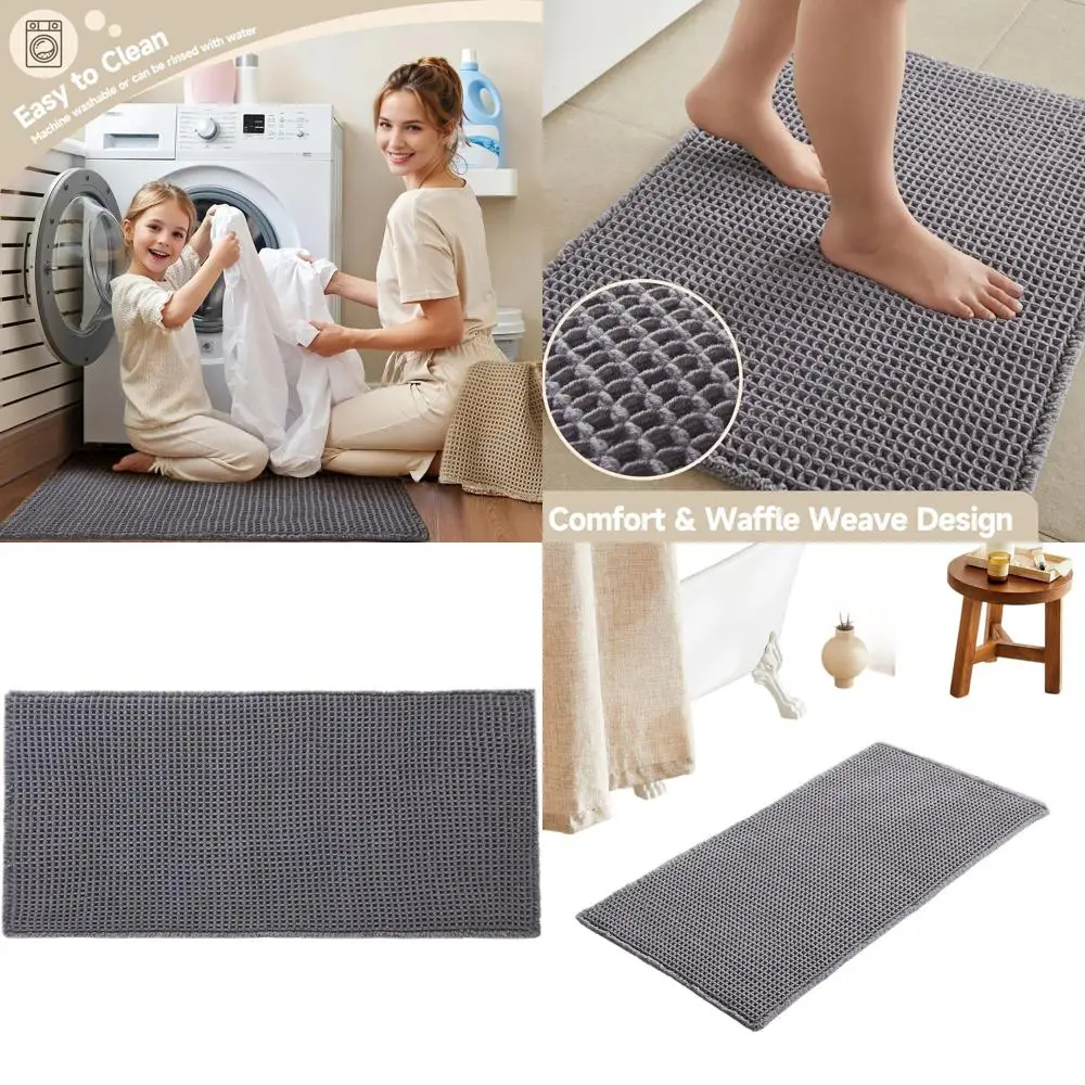 

Серый нескользящий моющийся впитывающий быстросохнущий коврик для ванной в стиле фермерского дома 48x24