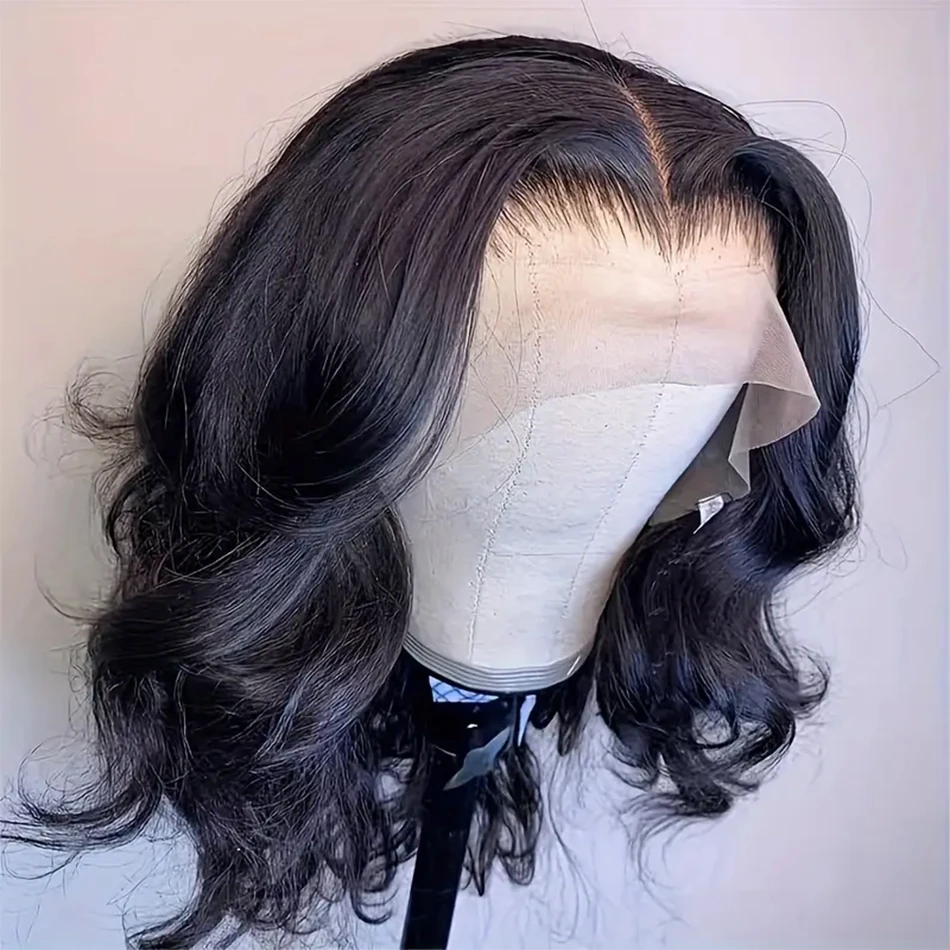 Pelucas De Cabello 100% Humano Body Wave Short Bob Wig Transparent Lace Front Remy Human Hair Wigs Loose Wave Closure Wig 180% image 3