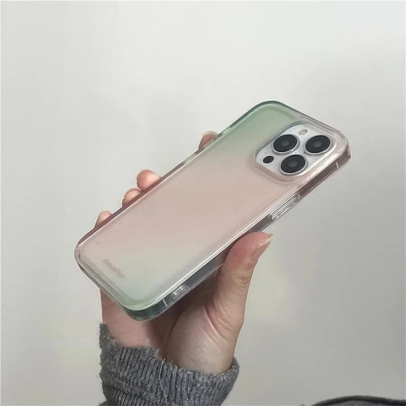 White Light Advanced Green Powder Gradient IMD Phone Case For iPhone 17 AIR 16 15 14 13 12 11 Pro MAX Plus Y2K Shockproof Cover view 4