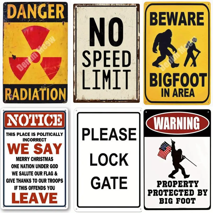Vintage Warning Metal Tin Sign, Bar, Pub, Park, Out Door Plate, Parking Only Posters, Bigfoot Wall Sticker, Retro Home Decor