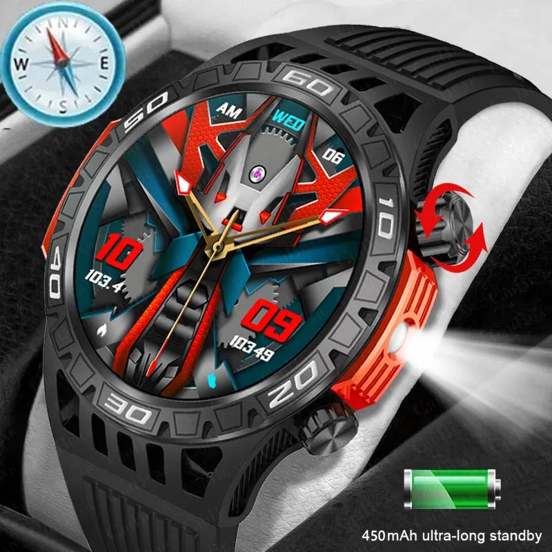

2024 New With Flashlight Smart Watch Men Heart Rate Sports Fitness Tracker IP68 Waterproof Calling SmartWatch For Huawei Xiaomi
