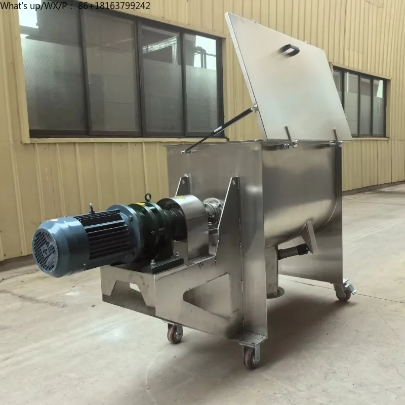 آلة خلاط شريط المسحوق الجاف الأفقي معدات خلط الطعام والتوابل الكيميائية