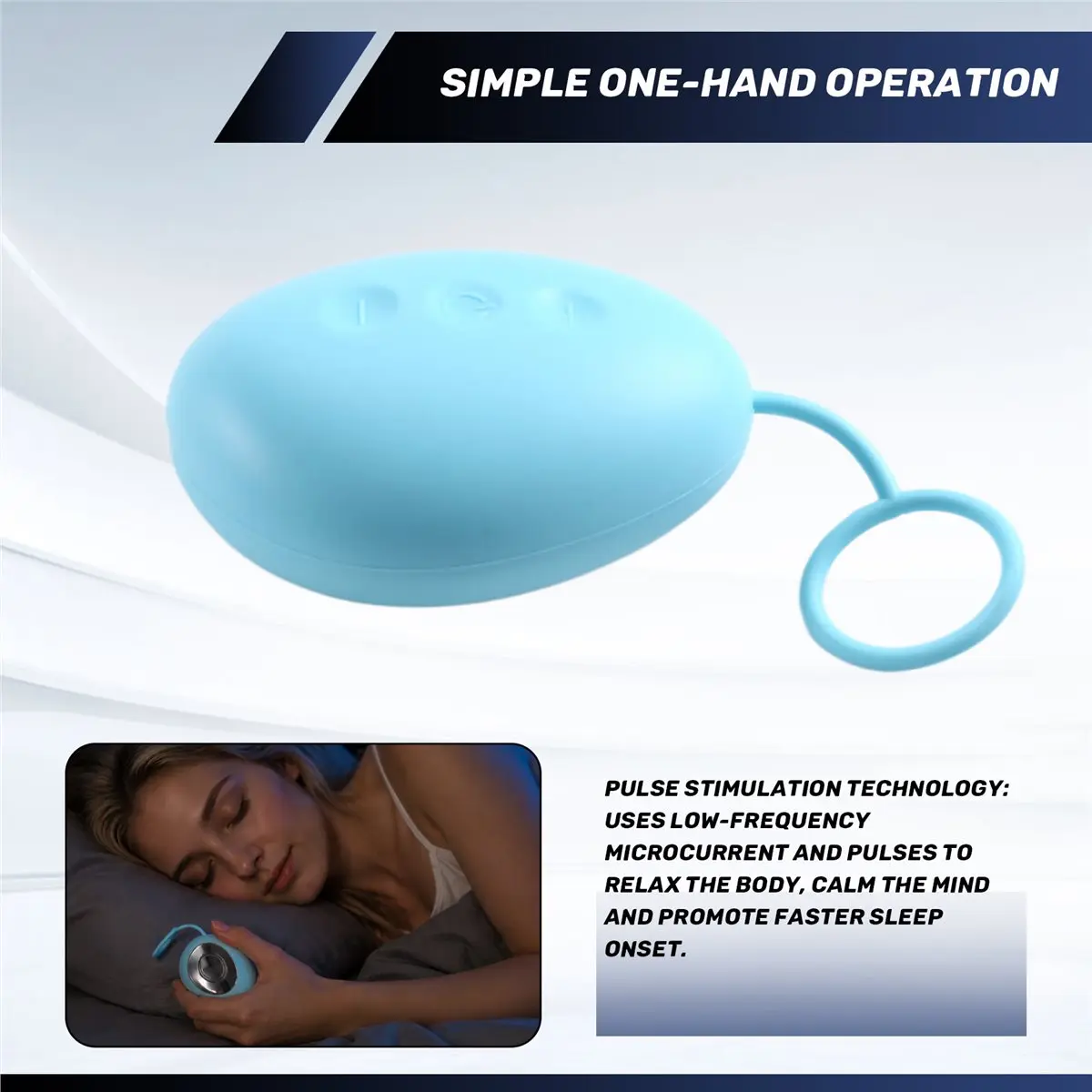 Dynamic Handheld Microcurrent Sleep Aid Device with Pulse Stimulation for Anxiety Relief Insomnia Home Travel Use
