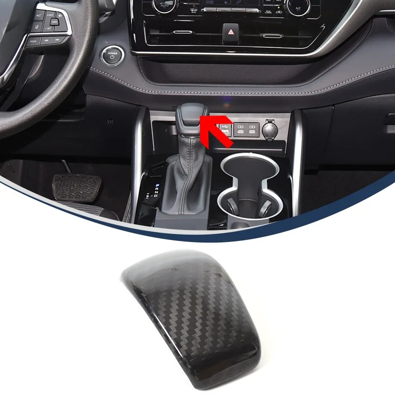 

Real Carbon Fiber Center console gearshift knob cover for 2024 Toyota Highlander Shift knob cap Auto Interior Accessories