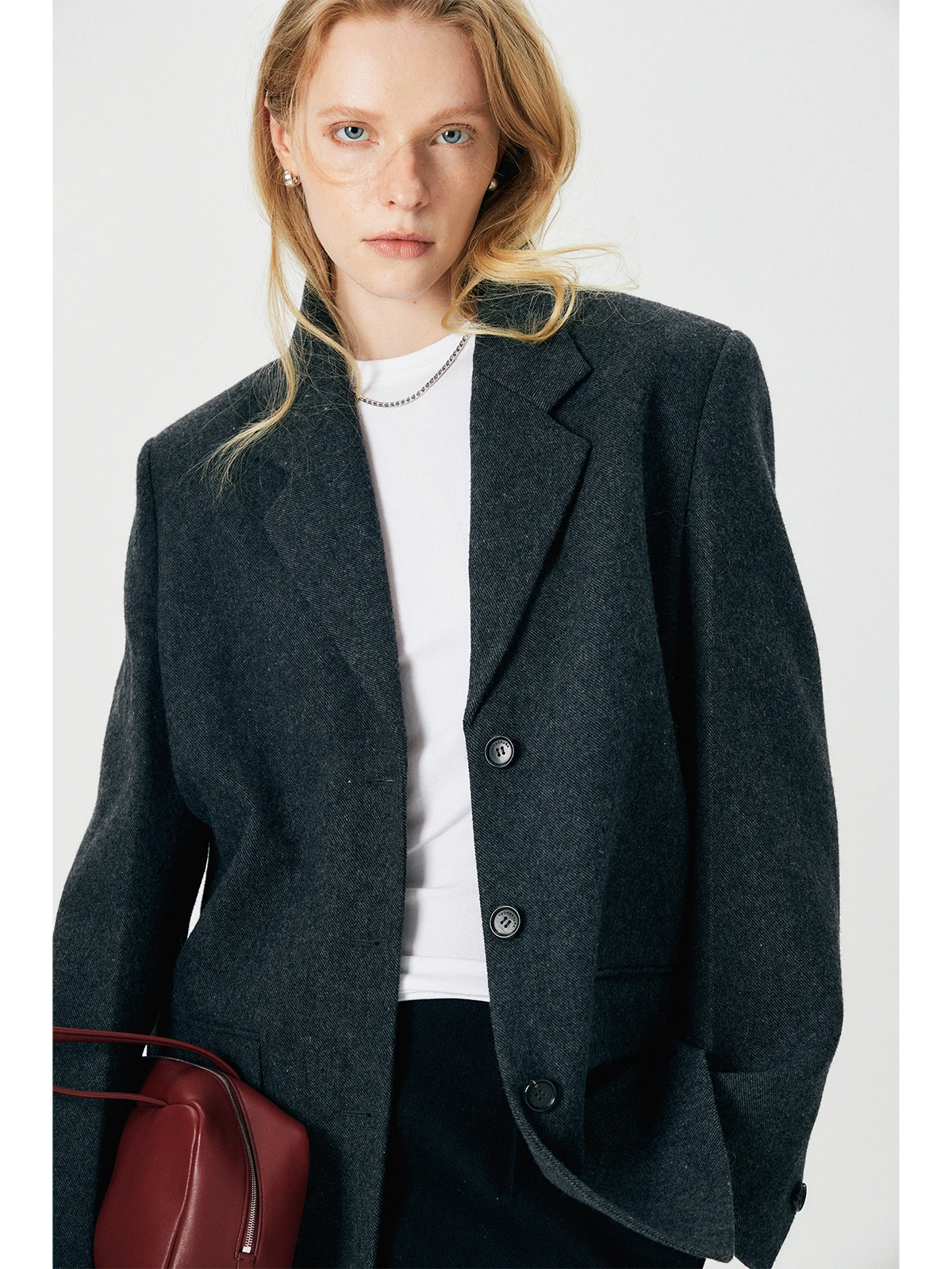 

Женский костюм из шерстяной смеси и льна Thornsaura: пиджак для офиса, с длинным рукавом, приталенный крой, на одной пуговице, весна 2026