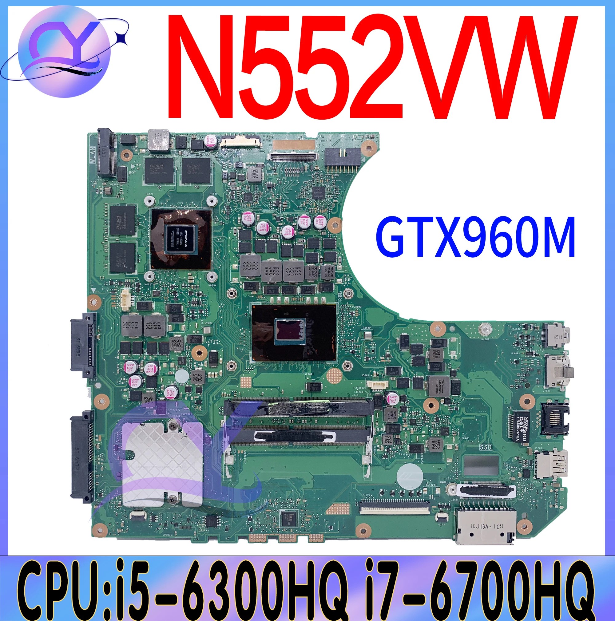 Imagem -02 - Laptop Motherboard para Asus Vivobook Pro N552vx Mainboard com I56300h I7-6700hq Gtx950m Gtx960m4g 100 Teste