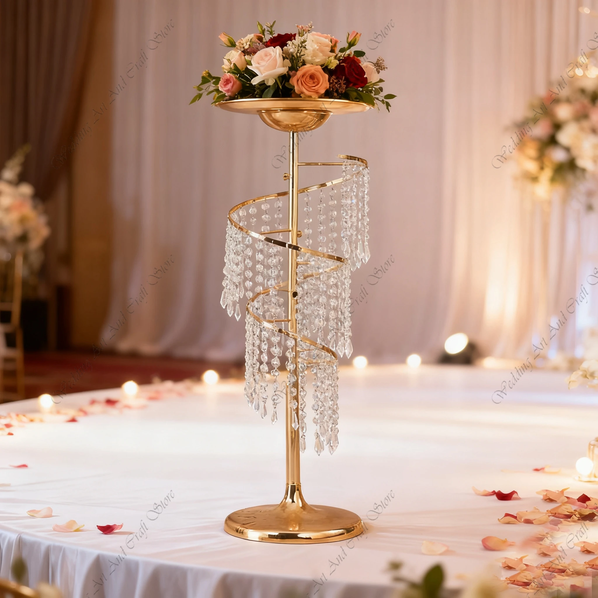 

5pcs f30 Tall Wedding Decoration Stage Backdrop Flower Arrangement Spiral Crystal Wedding Table Decoration Flower Stand hh211
