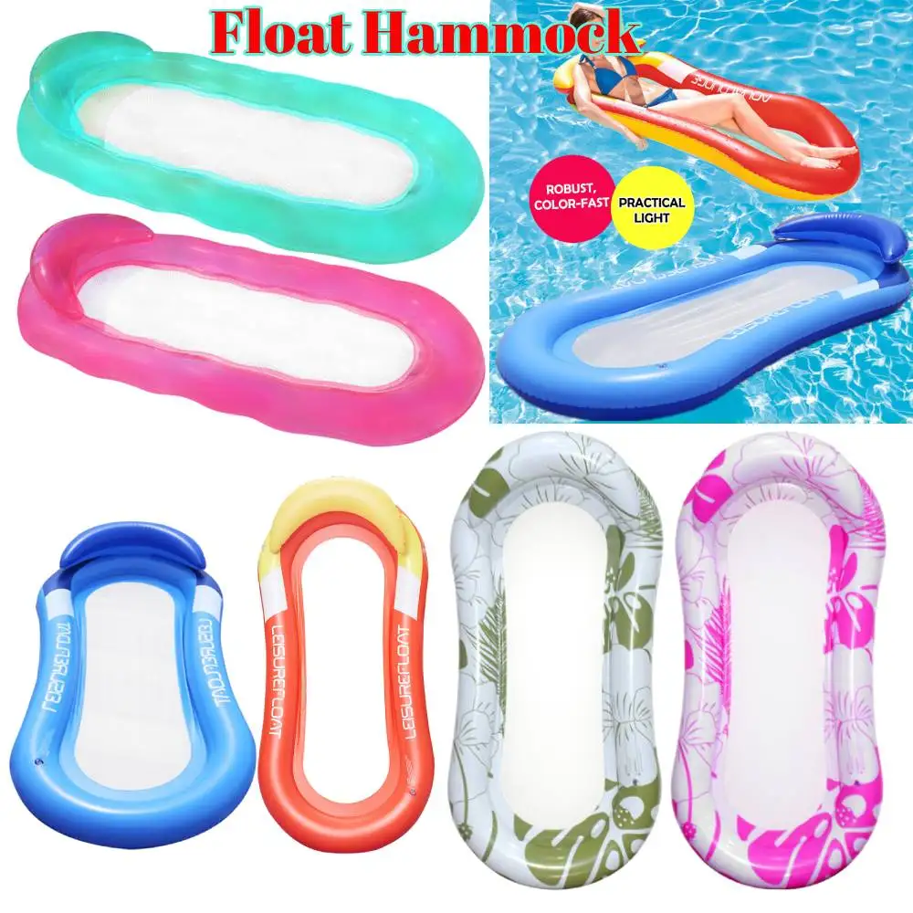 Floating Water Hammock Portable Swimming Air Mattress PVC Foldable with Backrest Armrest Swimming Pool Accessory Float Water Bed