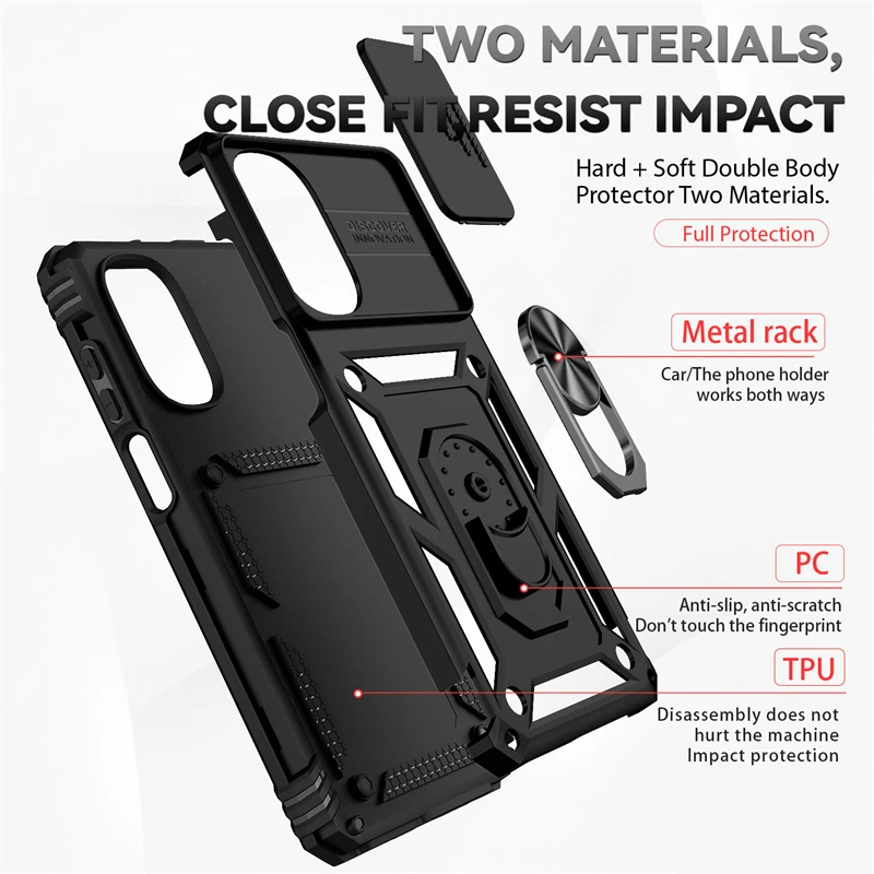 For Motorola G62 5G Case Armor Metal Ring Magnetic Phone Case For Motorola MotoG62 G 62 G62 5G Slide Camera Protect Back Cover