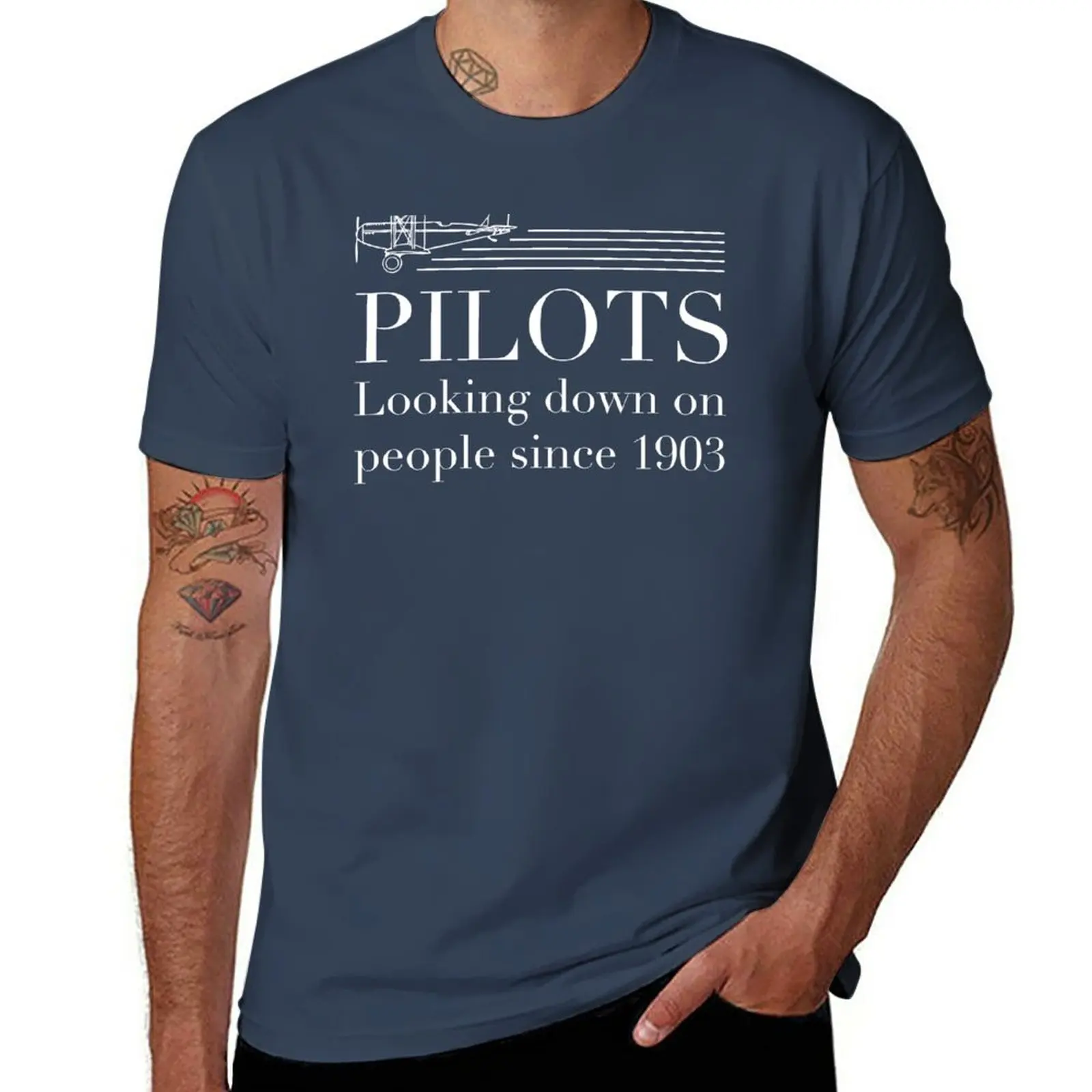 Pilots - Looking Down On People Since 1903 T-Shirt Aesthetic clothing cute clothes Men's cotton t-shirt