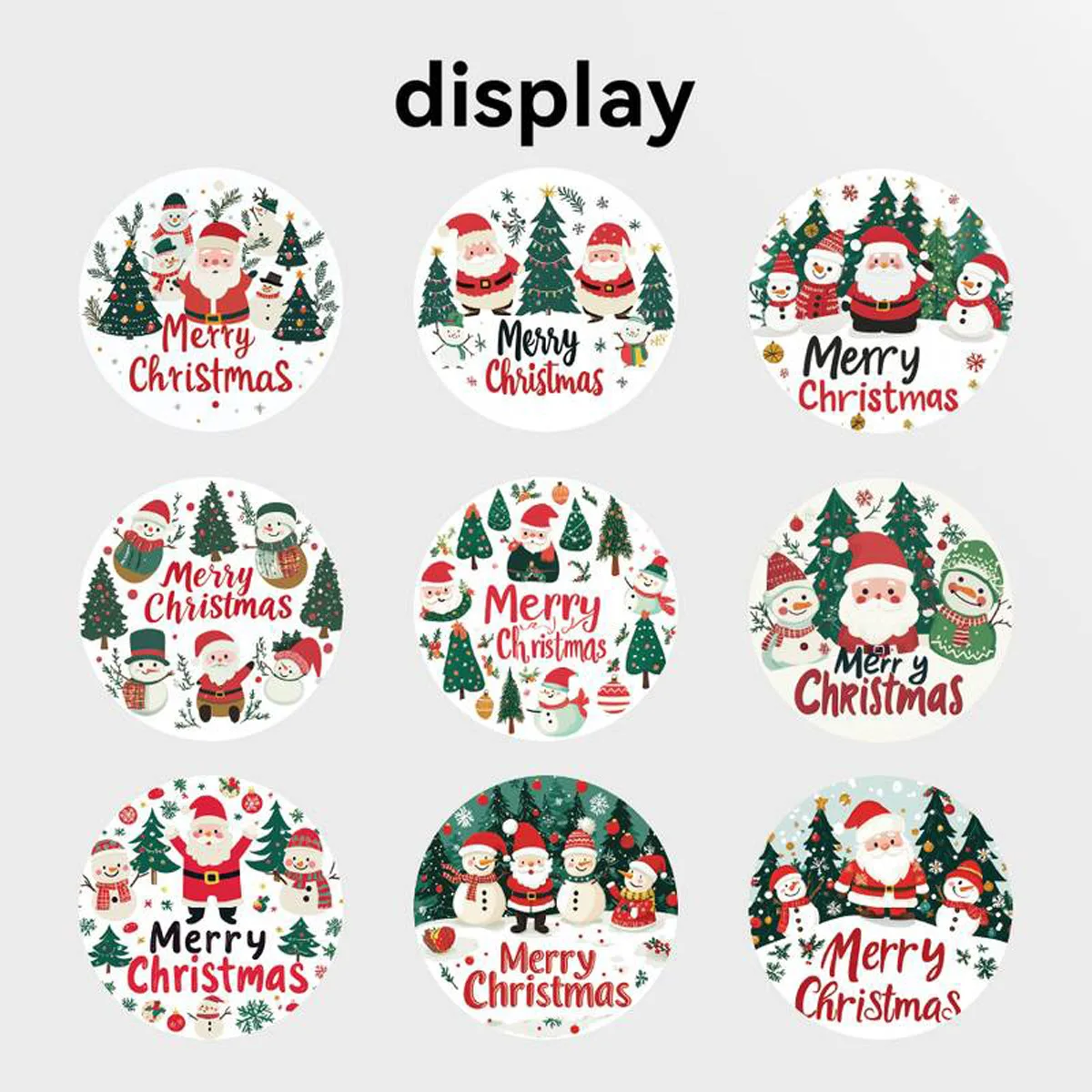 500 Pcs 2.5CM Merry Christmas Stickers Round Holidays Stickers for Xmas Thank You Greeting Cards Gift Sealing Decoration Sticker
