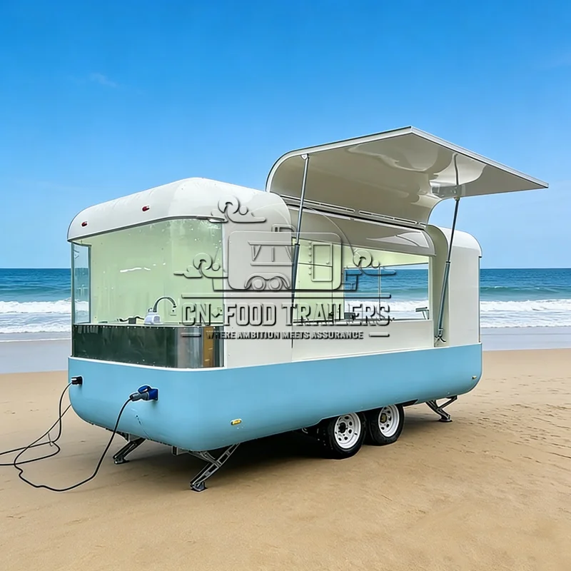 

CN Food Trailer ﻿Factory Direct Fully Equipped Food Truck Trailer Full Kitchen Mobile Pizza Burger Fries Ice Cream Coffee Bar