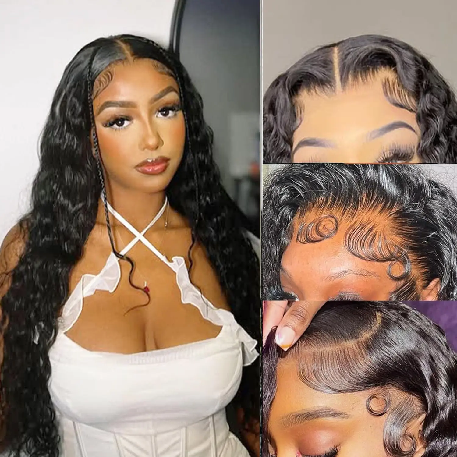 

5*5 HD Lace Frontal Wigs Deep Wave Lace Front Wigs Human Hair 200% Density Human Hair Wig for Women Pre Plucked With Baby Hair