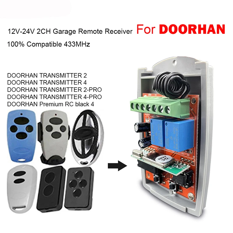 DOORHAN Garage Door/Gate Remote Control Receiver 2CH 433.92MHz 12V-24V For DOORHAN TRANSMITTER 2 4 PRO Gate Opener Controller