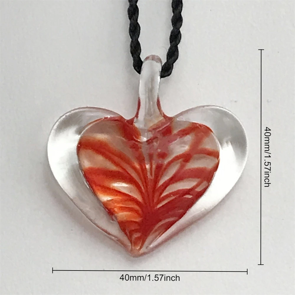 New Handmade Women\'s  Murano Lampwork Glass Transparent Double-Layer Heart Pendant Fit Necklace Jewelry Gifts