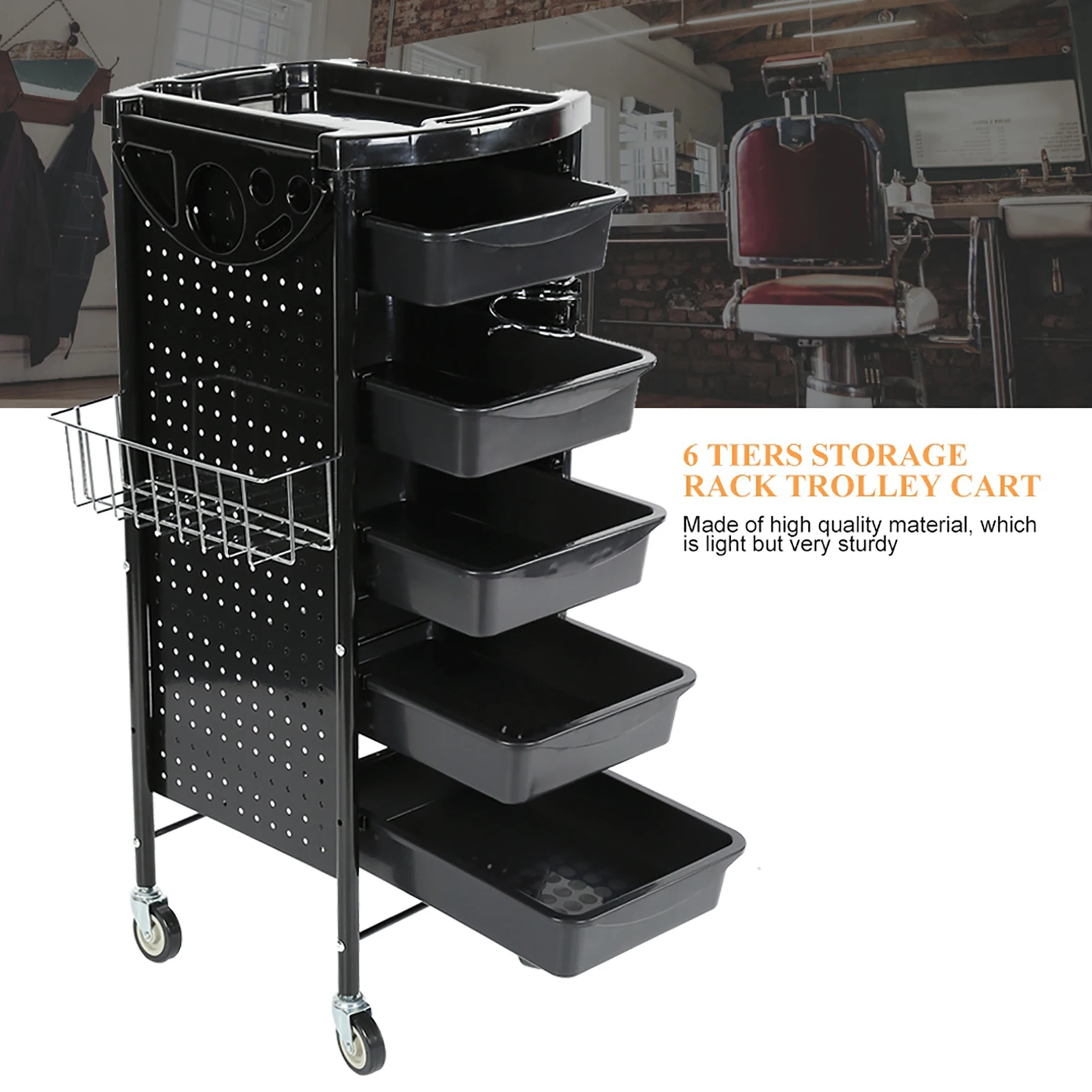 6 Tiers Storage Rack Rolling Trolley 6 Tiers Storage Rack Trolley Cart With Wheels For Hair Salon & Beauty Salons Storage Rack