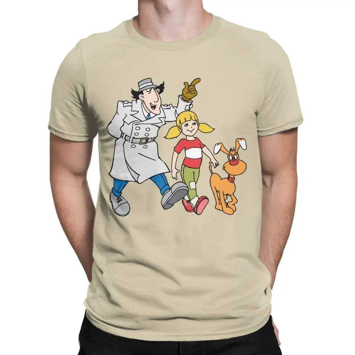 80s Cartoon Short Sleeve Tees Printed Clothing  Vintage Inspector Gadget Team T-Shirts for Men Round Neck 100% Cotton T Shirts