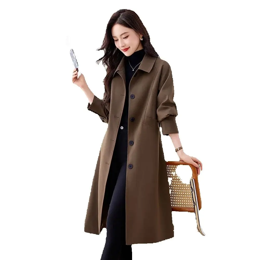

Windbreaker Women's Long 2024 New Autumn And Winter High-Quality Temperament Korean Version Of Casual Fashion Long Coat Women.
