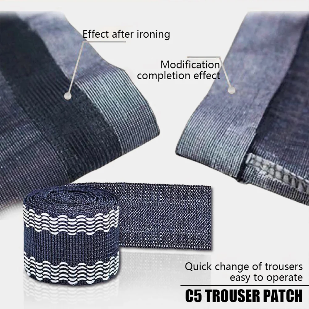 Pants Edge Shorten Repair Tape 200cm with Water activated Rubber Strip for Easy Pants Mouth Fixing and Reinforcement