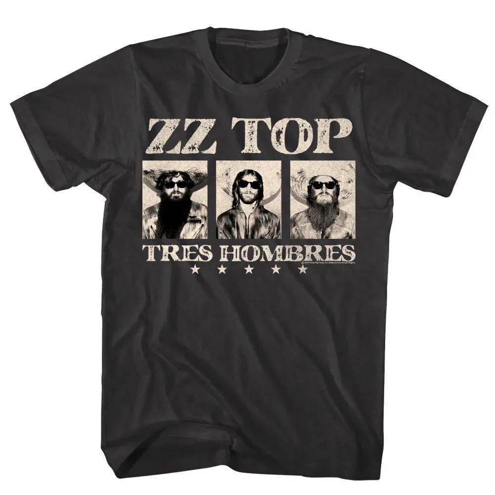 ZZ Top Tres Hombres Album Cover Mens T Shirt Rock Band Beards Concert Tour Merch