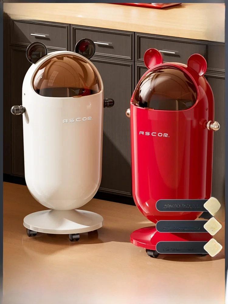 

2026 New Kitchen Tra Can Large Capaci Easy to Move High Foot No Bending Waist Living Room Household Plastic round ape