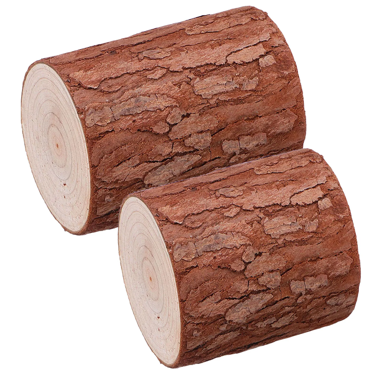

2Pcs Wooden Stump Decor Creative Mini Fir Wood Natural Scene Landscape Decoration for Home Desktop Garden Rustic Log Adornment