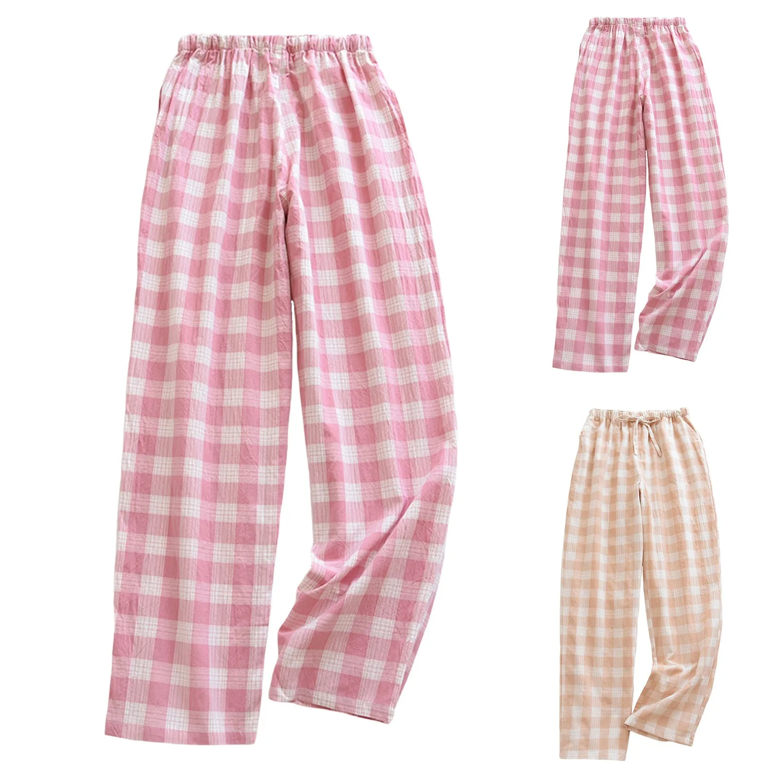 Spring And Summer Fashion Checkered Printed Pajama Pants Women\'s Soft Comfortable Large Size Loose Casual Sleepwear Home Trouser