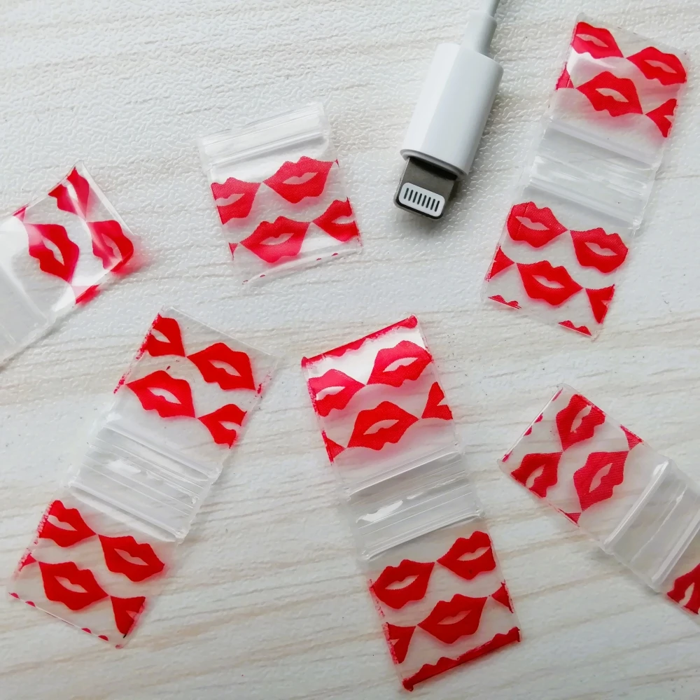 100Pcs Mini Zip lock bag Kiss Lips Design Printed Ziplock seal Baggies Bag 5858 Drop shipping