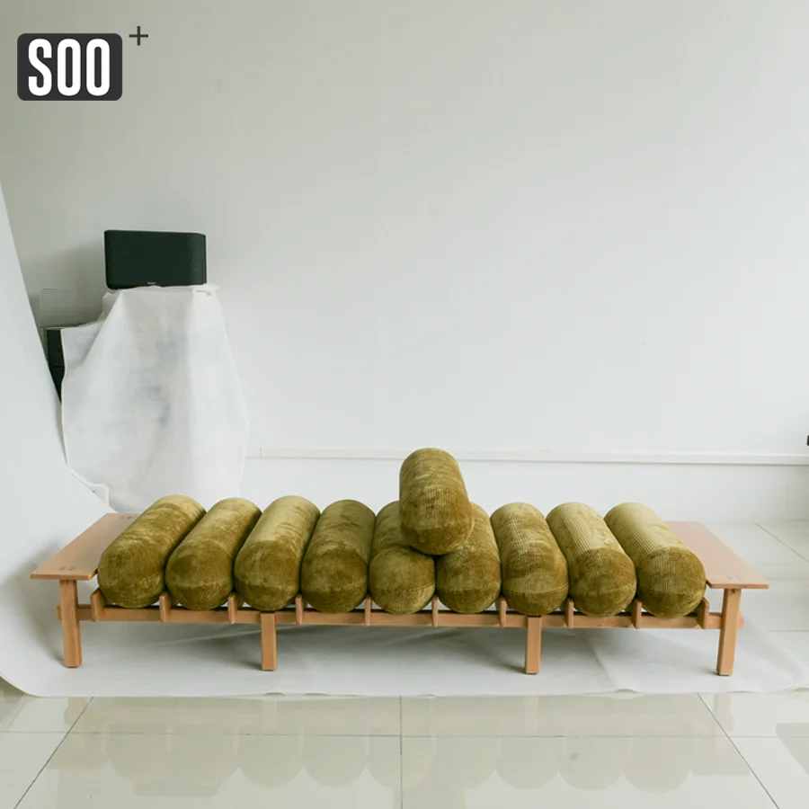 أريكة سرير لاستراحة الغداء من الخشب الصلب من خشب الزان، كرسي منزلي فردي للترفيه #2