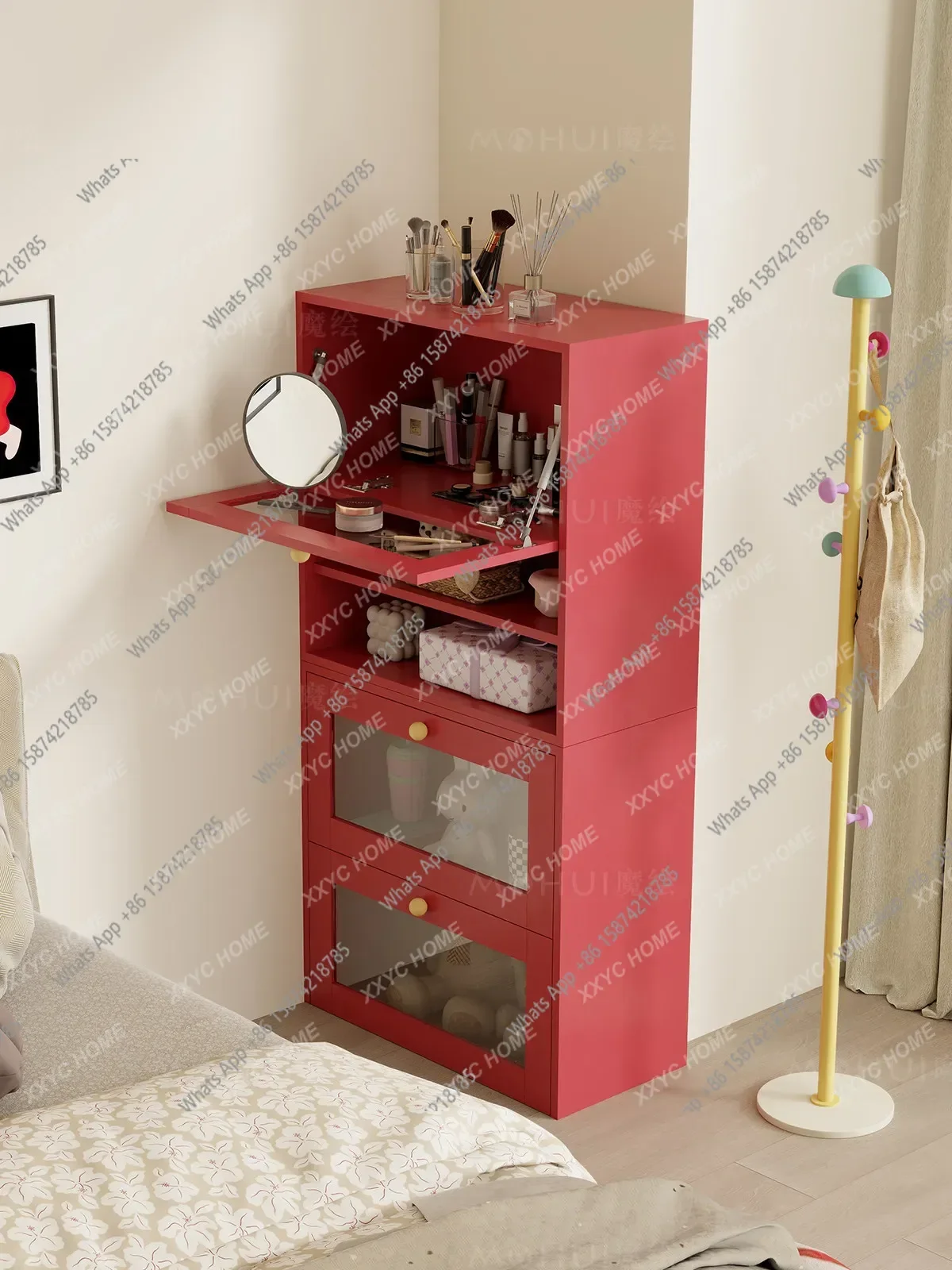 Xx Retro Style Living Room Lower Turn Door, Entrance Cabinet Combination Stacking Cabinet, Glass Storage Cabinet Dust-proof