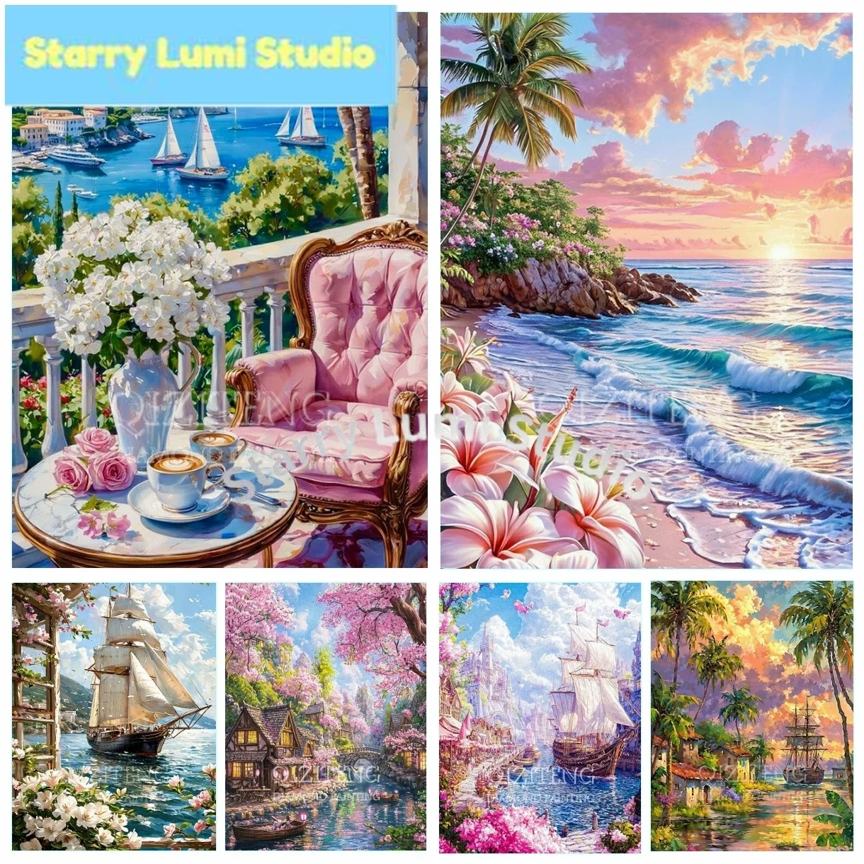 Sea Sailboat 5D Diamond Painting Kit Seaside Scenery New Arrivals Mosaic Cross Stitch DIY Home Decor Gift for Adult Beginners