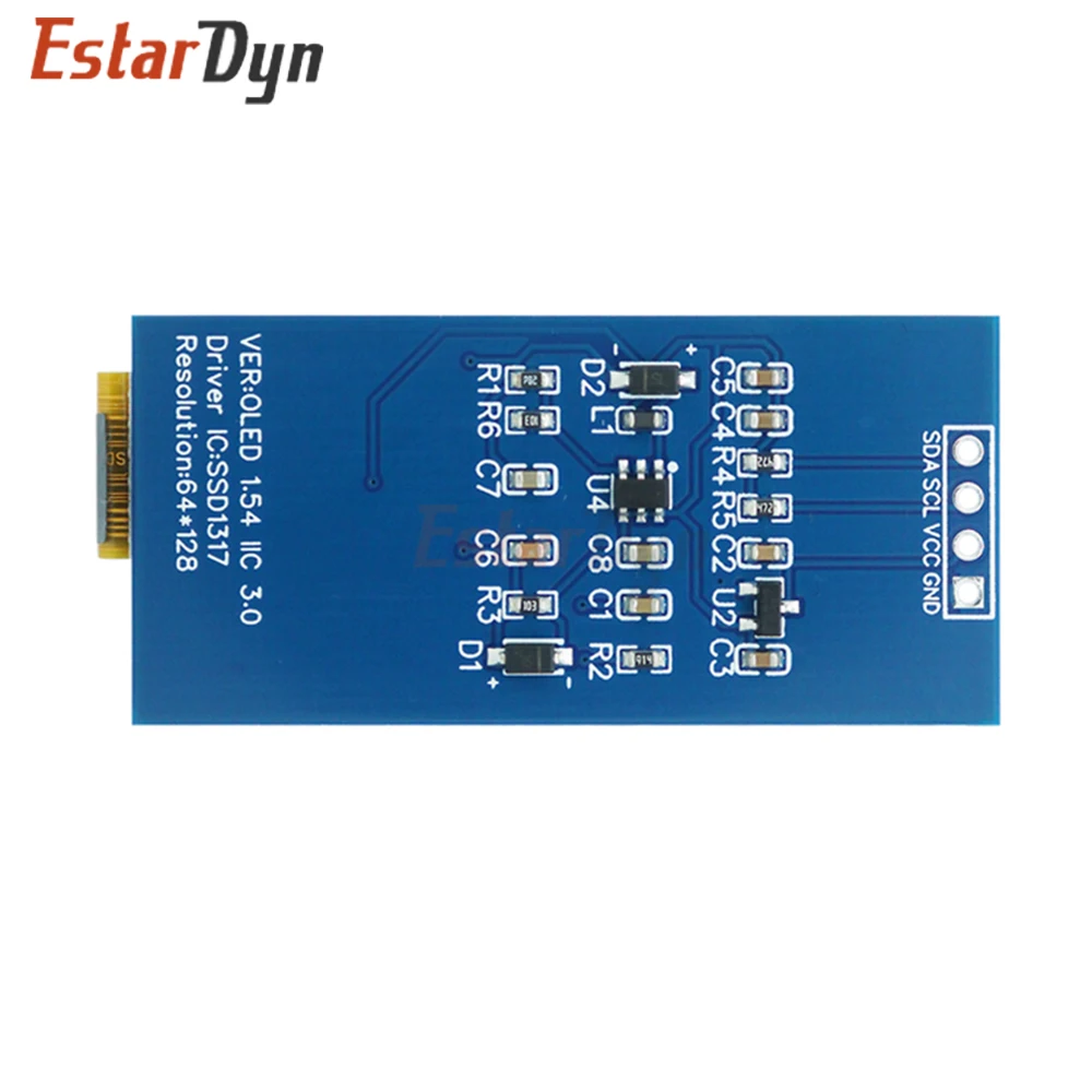 1.54 Inch OLED Display 64x128 SSD1317, 4-Pin I2C SPI Interface white Screen Module for Arduino DIY