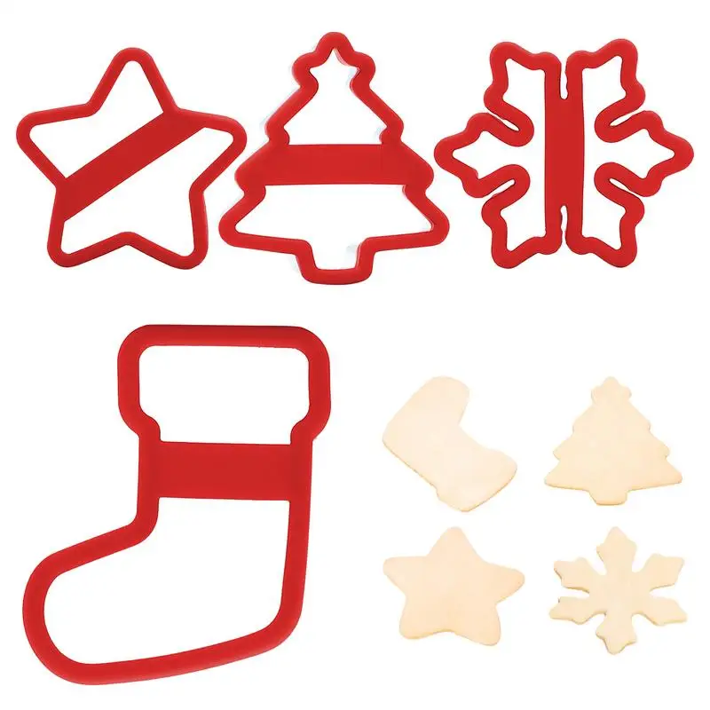 Christmas Cookie Cutter With Cartoon Shape Cookie Molds For Baking Cookies 4X Anti-Crushing Hand Small Cookie Cutters Cookie