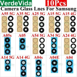 10Pcs Back Camera Glass Lens for Samsung Galaxy A05 A15 A25 A35 A55 A05s A04 A04s A14 A24 A34 A54 A04E Ahesive Glue Sticker