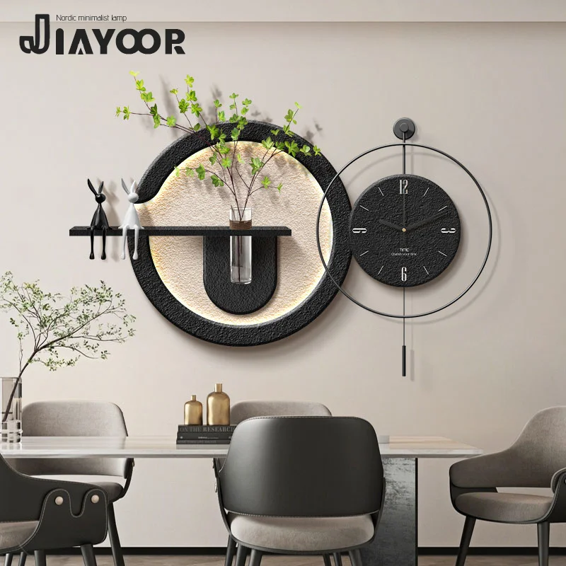 Minimalist Led Decorative Paintings Home Decor Living Room Bedroom Sofa Wall Clock Hydroponic Green Plants Foyer Mural Lights