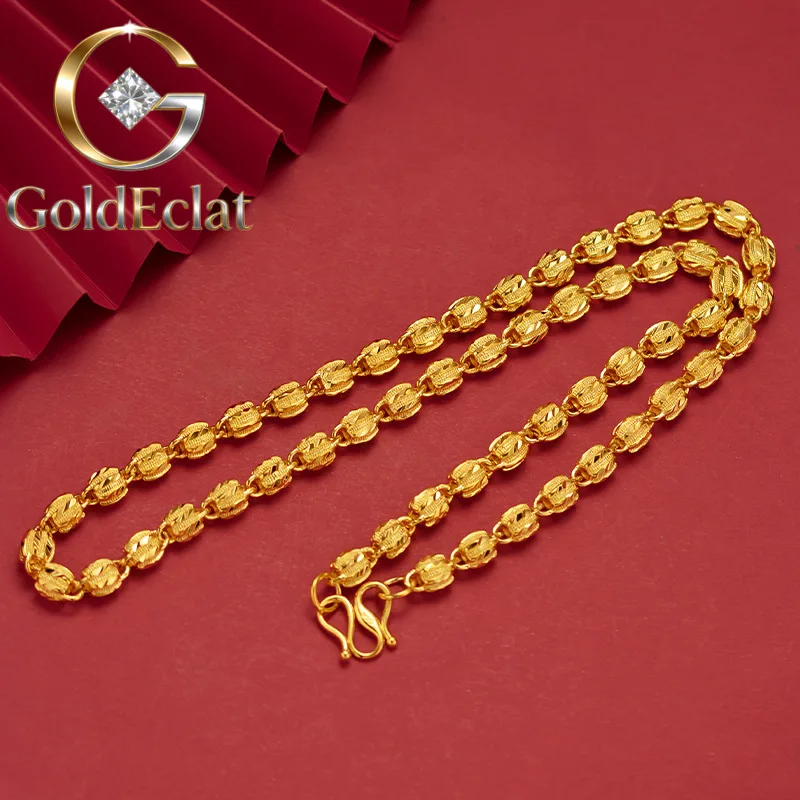 

Мужское модное ожерелье GoldEclat из натурального золота 9999 пробы (24K) с элементами из орехового дерева