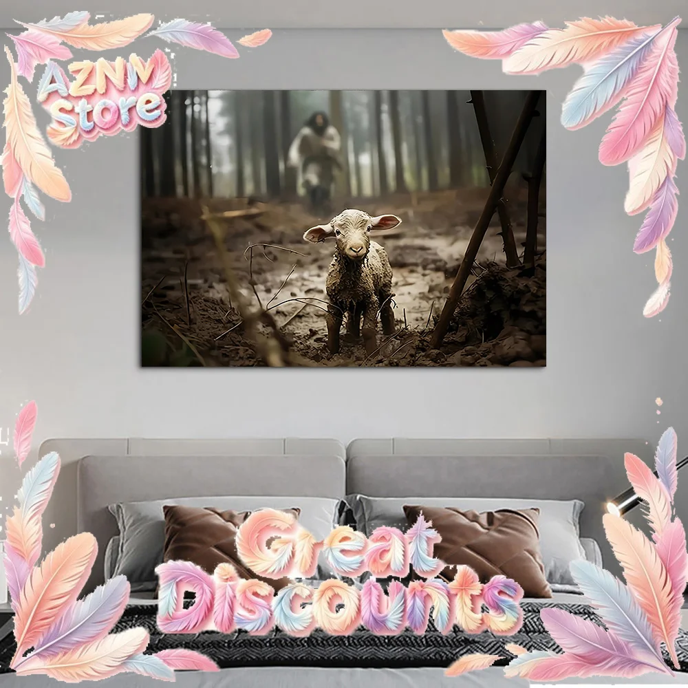 2026 Classic Vintage Wall Art Christ Saves the Lamb HD Canvas Printed Poster Home Living Room Bedroom Hallway Decorat Painting