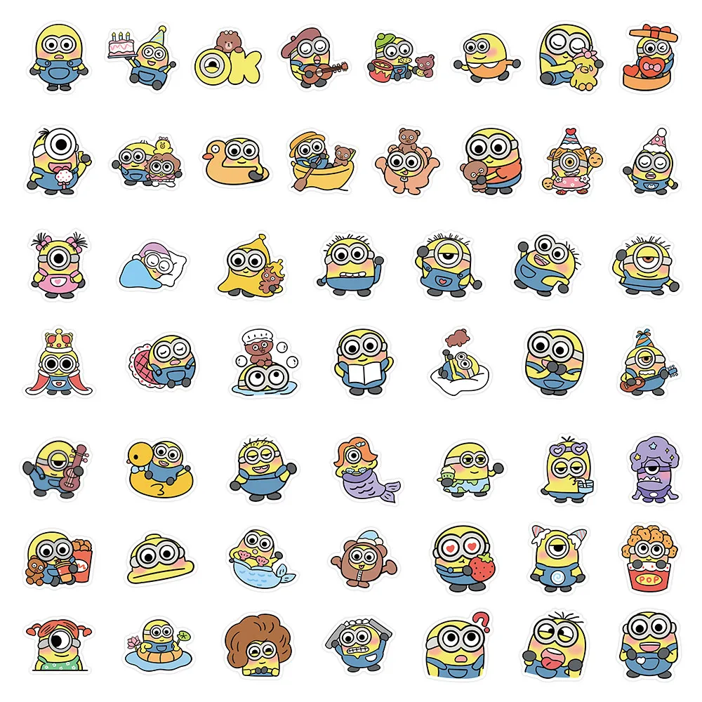 مجموعة ملصقات مينيونز مكونة من 102 قطعة - شارات Despicable Me Yellow Guys للهاتف والكمبيوتر المحمول