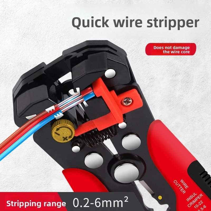 

Self-Adjusting Wire Stripper Cutter Hand Tool Wire Pliers for Wire Stripping Cutting Crimping 10-24 AWG (0.2-6.0mm²)