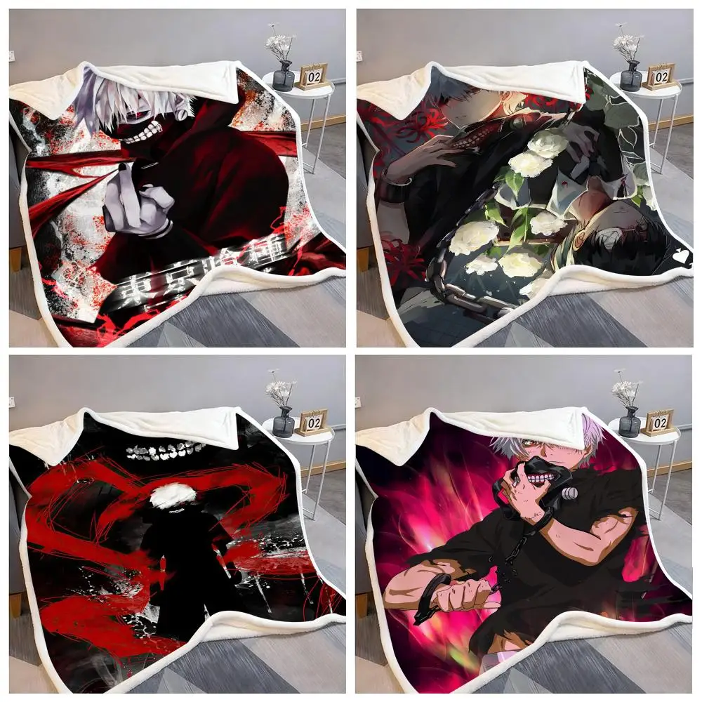 Amine T-Tokyo Ghoul Classic Movie Throw Flannel Fluffy Soft Blanket Warm Skin-Friendly Throw for Sofa Bed Office Nap Winter